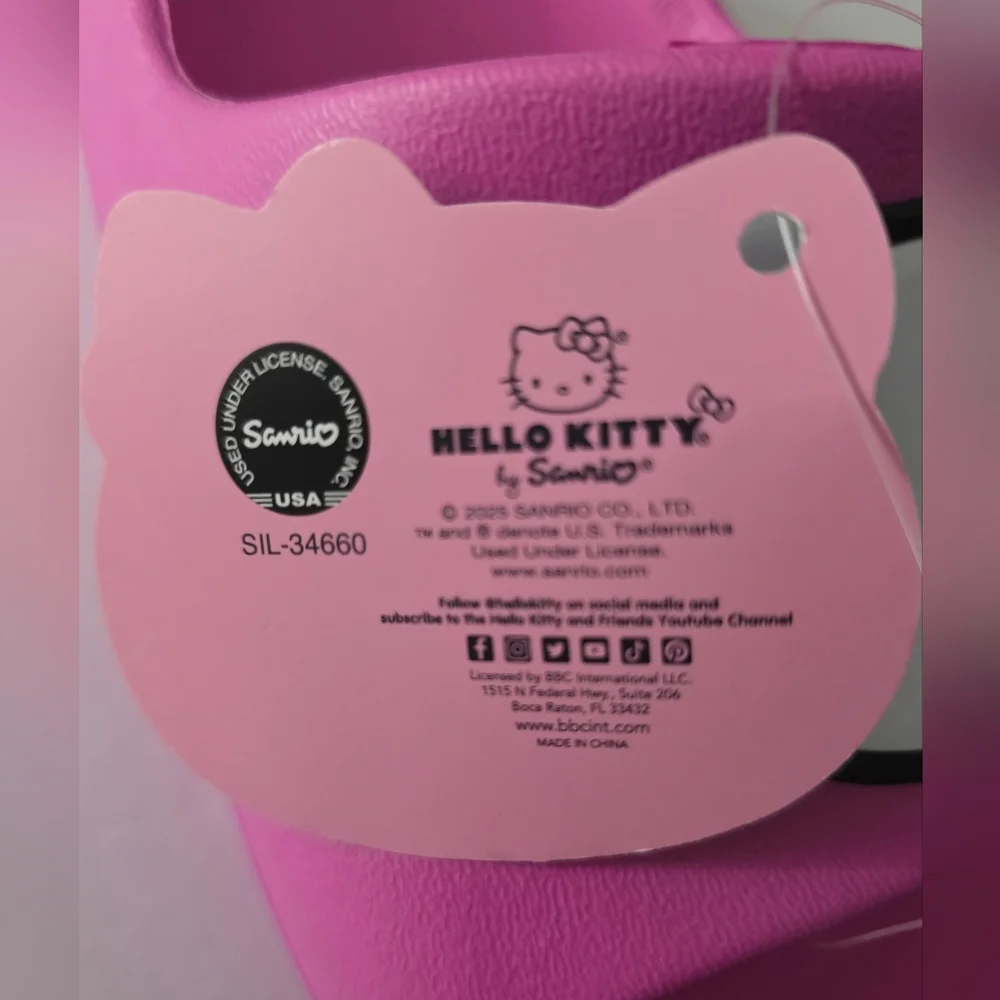 Hello Kitty By Sanrio Girls Kids Slip Ons Slides Sandals Hot Pink Size 2/3